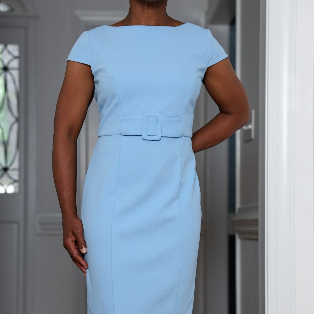 Donna Morgan Baby Blue Jackie O Inspired Dress Size 6